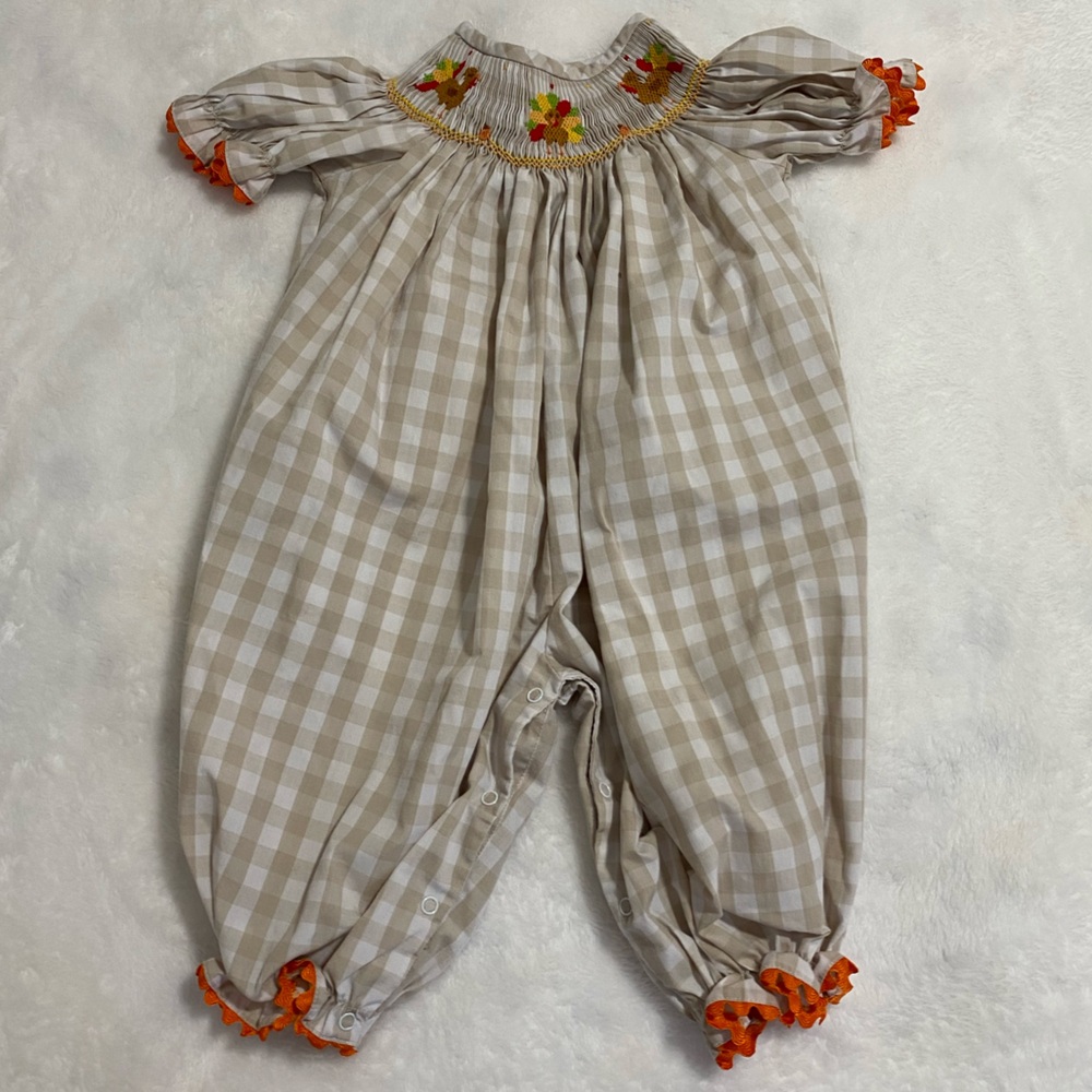 Baby Girl Smocked Turkey Romper